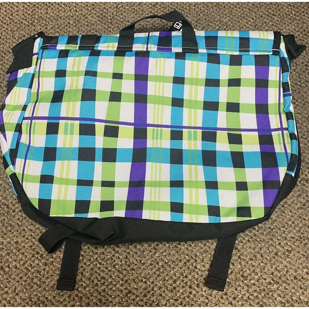 Tribeca Messenger Bag Blue Green Purple White Black 16x12 Laptop Books NWT 7